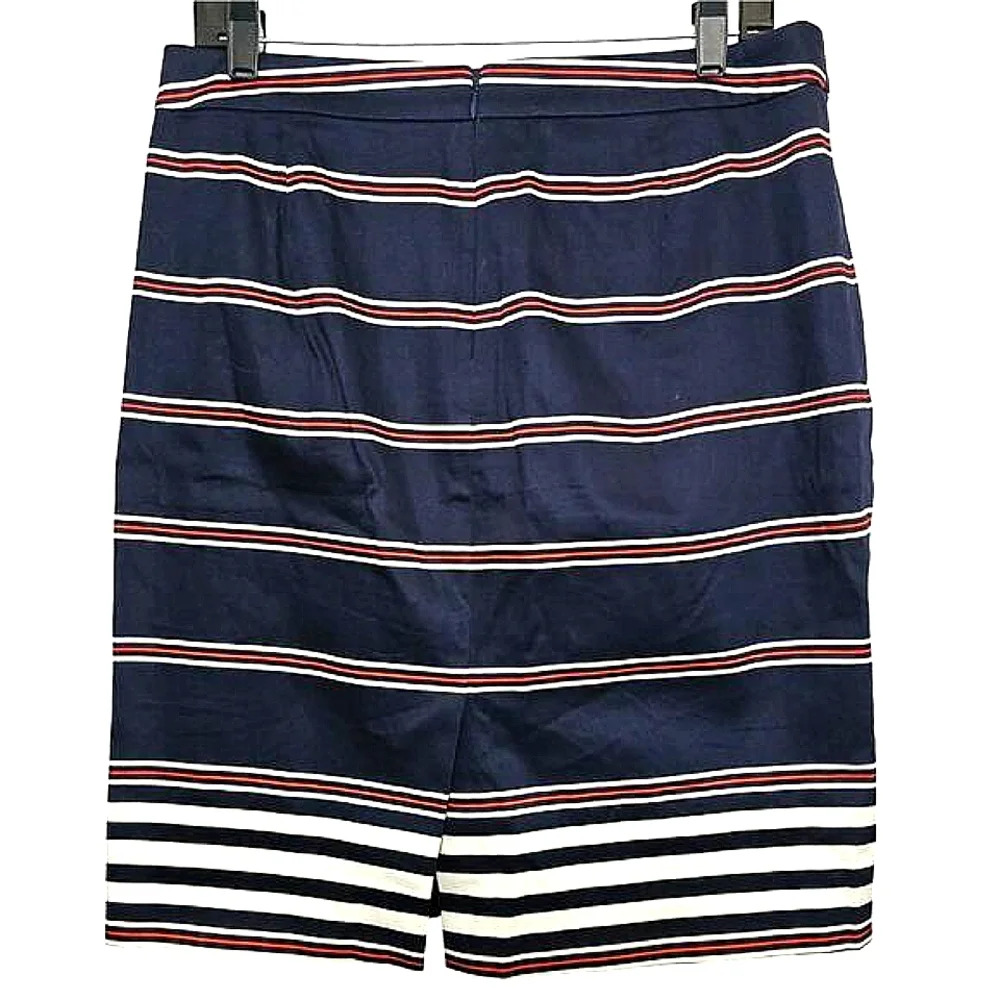 J. Crew Outlet Striped Pencil Skirt 10 Red White Blue Mini Office Classic - Picture 4 of 4